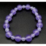 A Purple Lavender Jade Expandable Bead Bracelet. 8mm beads.