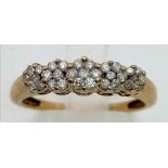 A9 K yellow gold ring with five diamonds (0.30 carats). Ring size: O, weight: 1.9 g.