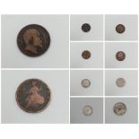 A Parcel of 5 Antique British Coins Including a Queen Victoria 1893 Shilling in very good condition,