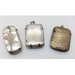 Three Vintage, Possibly Antique Silver-Plated Vesta Cases.