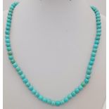 A Vintage Small Bead Turquoise Necklace. 44cm