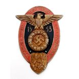 A Vintage Alloy Car Plaque Showing Nazi Eagle Dated 1933. 8cm Length