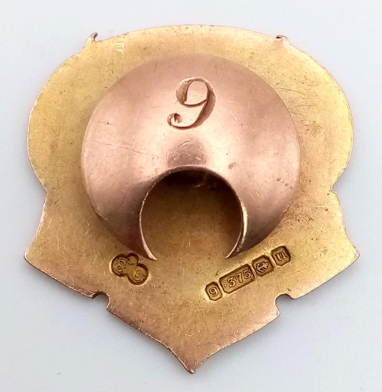 A Solid 9K Yellow Gold Mann Egerton Employee Badge. 8.37g - Bild 3 aus 3