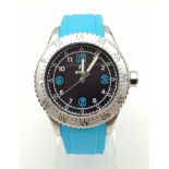 A Shield Divers Gents Watch. Blue rubber strap. Stainless steel case - 40mm. In excellent