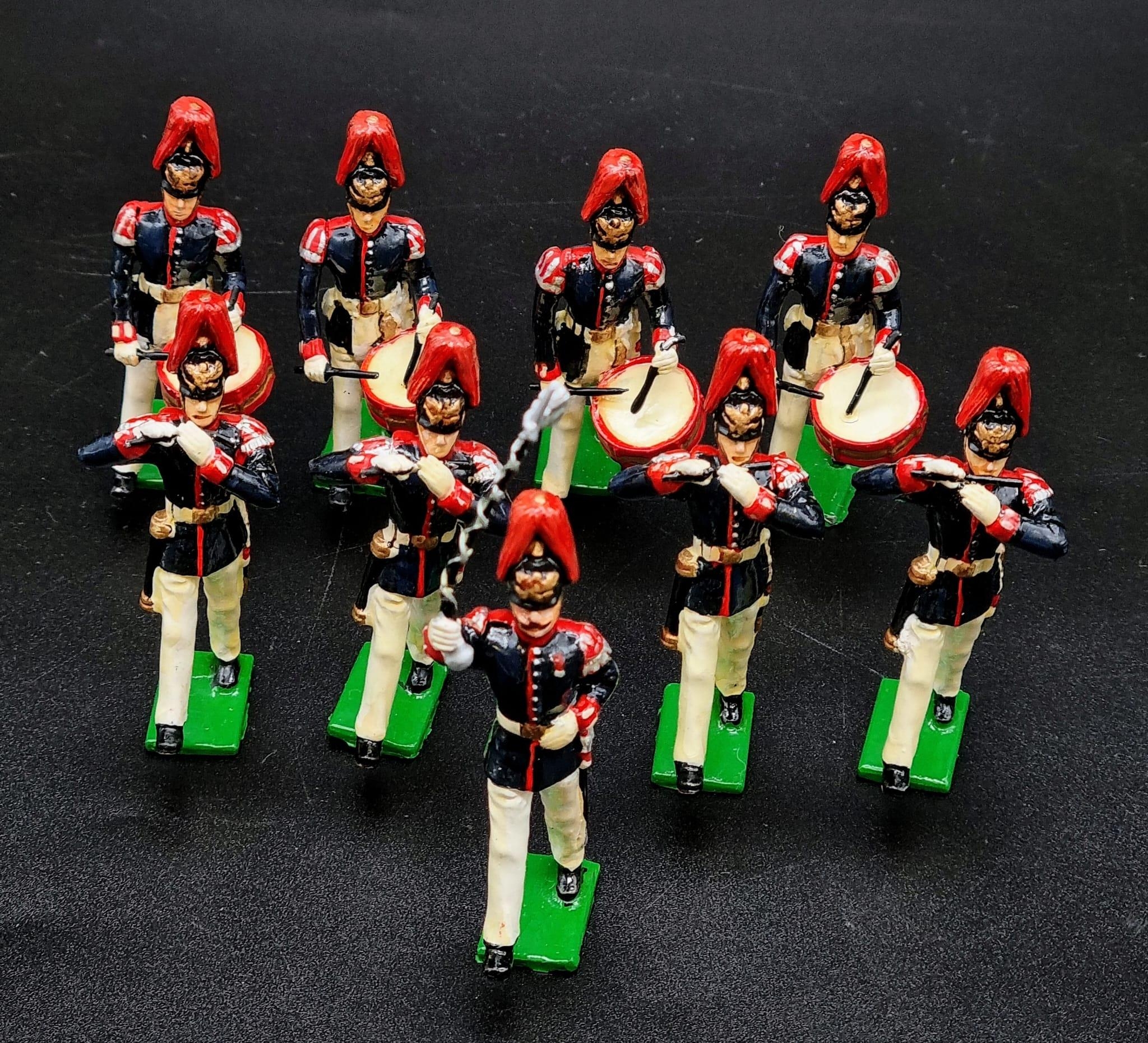 A Vintage Set of Nine Prussian Fife and Drums Lead Soldiers. - Image 2 of 9
