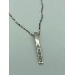 HOT DIAMONDS PENDANT mounted on a quality silver box chain. Pendant having five diamonds to front.