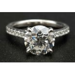 A FABULOUS 2CT BRILLIANT CUT DIAMOND SOLITAIRE RING SET IN 950 PLATINUM WITHGIA CERTIFICATE. 4.