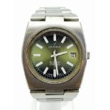 A Vintage Swiss Excalibur Stainless Steel Automatic Wristwatch, 25 Jewel Incabloc Movement, Green