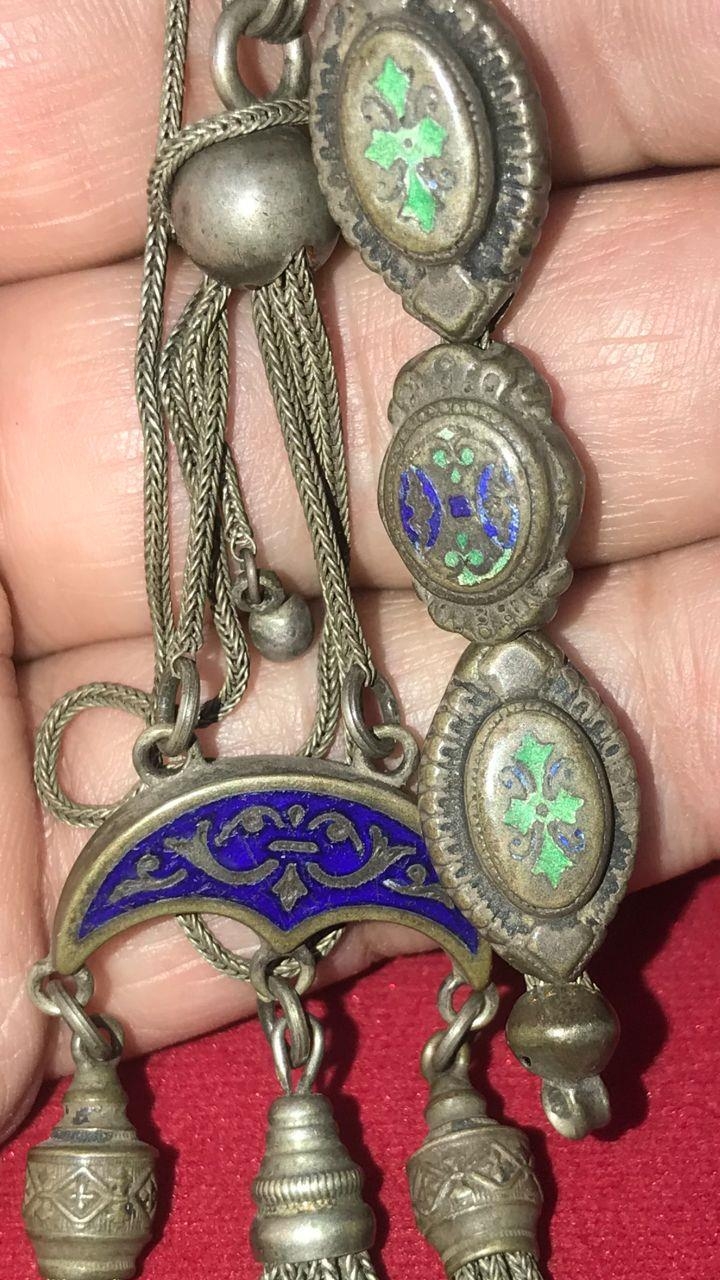 ANTIQUE 18th century Persian Islamic Ghajary ENAMEL SOLID SILVER ALBERT pocket watch CHAIN with - Bild 15 aus 15