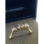 9 carat GOLD RING having Aqua quartz and blue stones set to top in raised mount. Full UK hallmark.