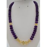 A 355ct Amethyst and Citrine Gemstone Necklace, 18 inches with Amethyst Clasp in 925 Silver.