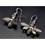 A Pair of 925 Silver Bee Earrings. Wingspan 25mm.