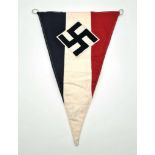 Very Good Condition German Nazi Swastika Car Pennant. 37cm Length