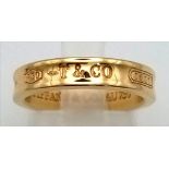 An 18 K yellow gold TIFFANY & CO band ring, size: K, weight: 6.2 g.