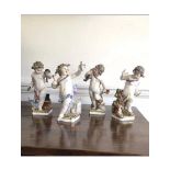 Antique 19th Century 4 Pieces German Berlin Porcelain Cherub Figures Statue Figures. Every one of