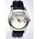 A Storm Bubble Watch. Leather strap. Stainless steel case - 40mm. Quartz movement in working order.