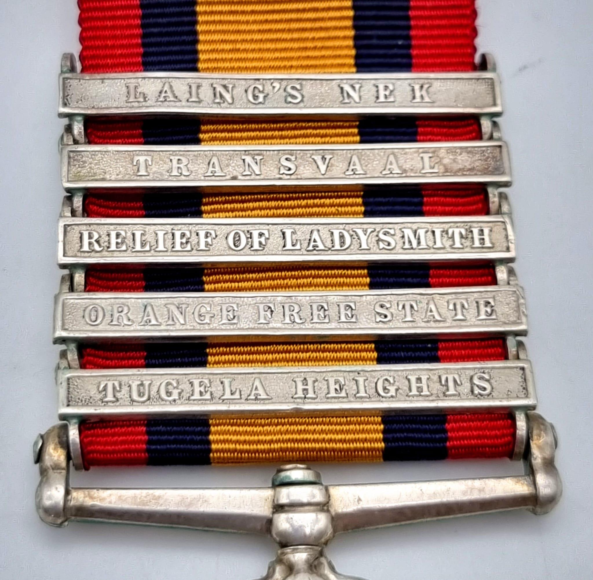 A Queen Victoria South Africa Medal with Five Clasps. TUNGELA HEIGHTS, ORANGE FREE STATE, RELIEF - Image 3 of 5