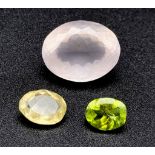 Lot of 3 Gemstones - 17 Ct Mixed Cut Rose Quartz, 2.45 Ct Mixed Cut Lemon Quartz & 2.05 Ct Mixed Cut