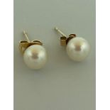 Pair of 9 carat GOLD and PEARL EARRINGS complete with 9 carat GOLD BACKS.