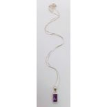 An Amethyst Pendant on a 925 Silver Necklace. 10mm and 42cm