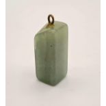 A rectangular shaped jade pendant. Drop: 20 mm.