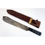 British Military Issue World War 2 Machete marked with Broad Arrow and Dated 1945 in Leather