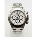 A ROLEX DAYTONA IN THE BEST COLOUR COMBINATION , WHITE FACE WITH 3 SUB DIALS, VERY NICE CONDITION