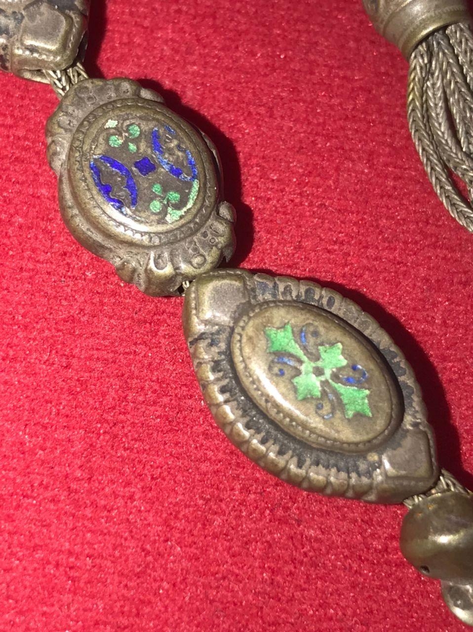 ANTIQUE 18th century Persian Islamic Ghajary ENAMEL SOLID SILVER ALBERT pocket watch CHAIN with - Bild 10 aus 15