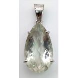 Vintage Drop shape Green Amethyst Pendant. 20ct. 25mm.