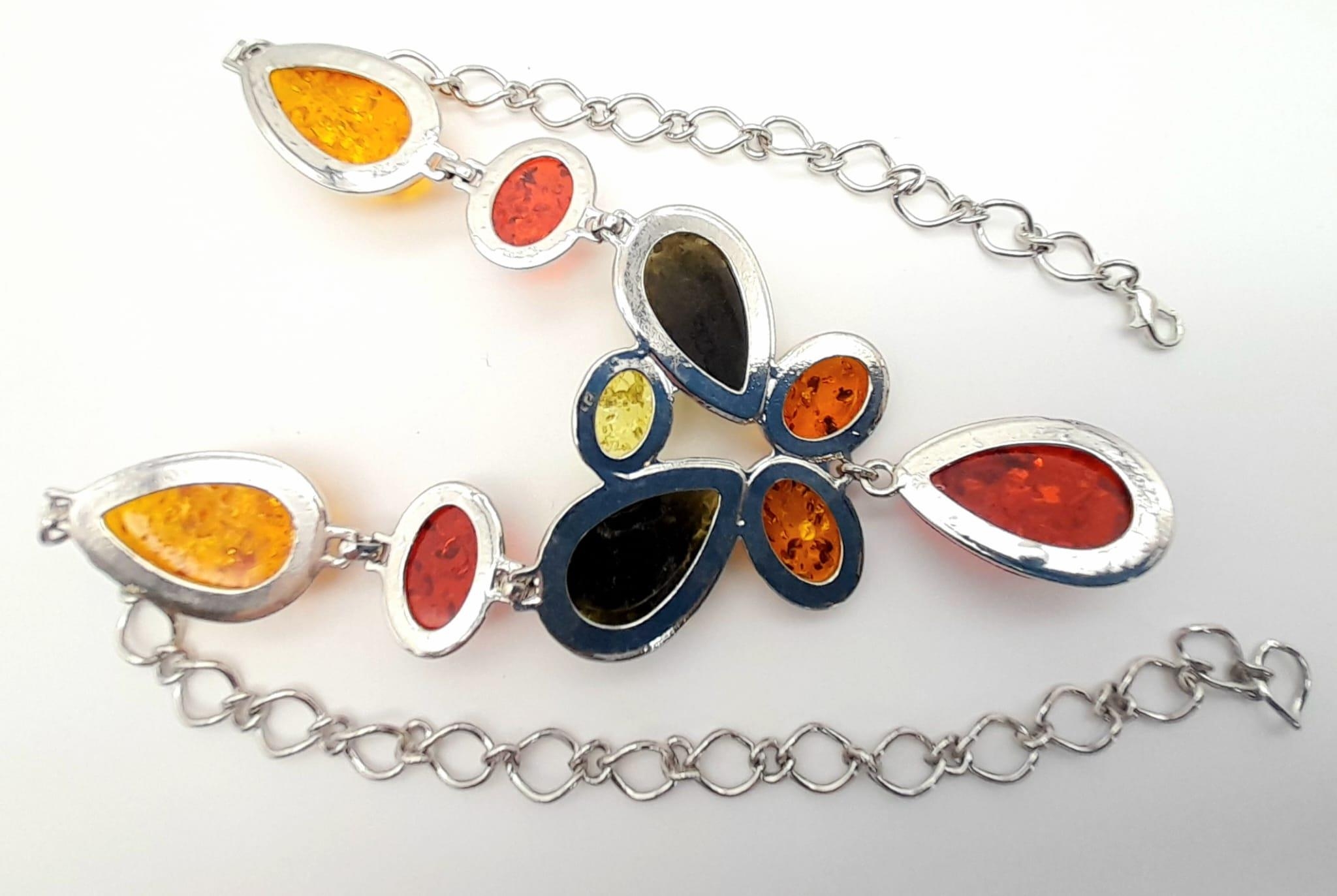 A Multi-Coloured Teardrop Resin Necklace. 42cm - Image 3 of 4