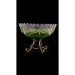 STUNNING 20TH C AMERICAN RUSSIAN STYLE 14K GOLD, NEPHRITE, DIAMONDS, RUBIES, BOWL C.1980. Stunning