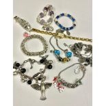 Vintage wristwatch and charm bracelets with 925 charms