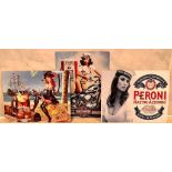 Three Saucy Retro Advertising Signs - Perfect for a man cave. Thin aluminium, comes with an adhesive