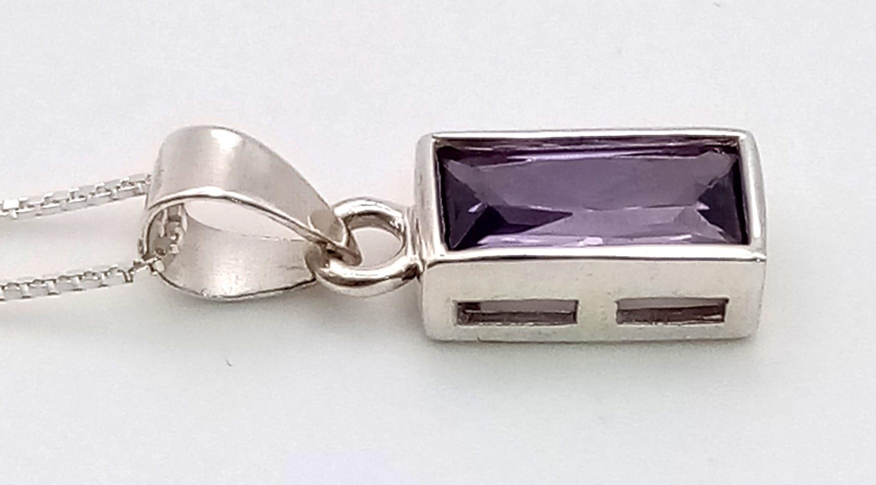 An Amethyst Pendant on a 925 Silver Necklace. 10mm and 42cm - Image 4 of 4