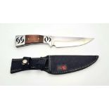 A Superb Condition Bowie Style Sheath Knife by ‘Columbia’, Full Tang, Steel and Wood Grip 26cm