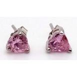 A Pair of Pink Topaz Stud Earrings.