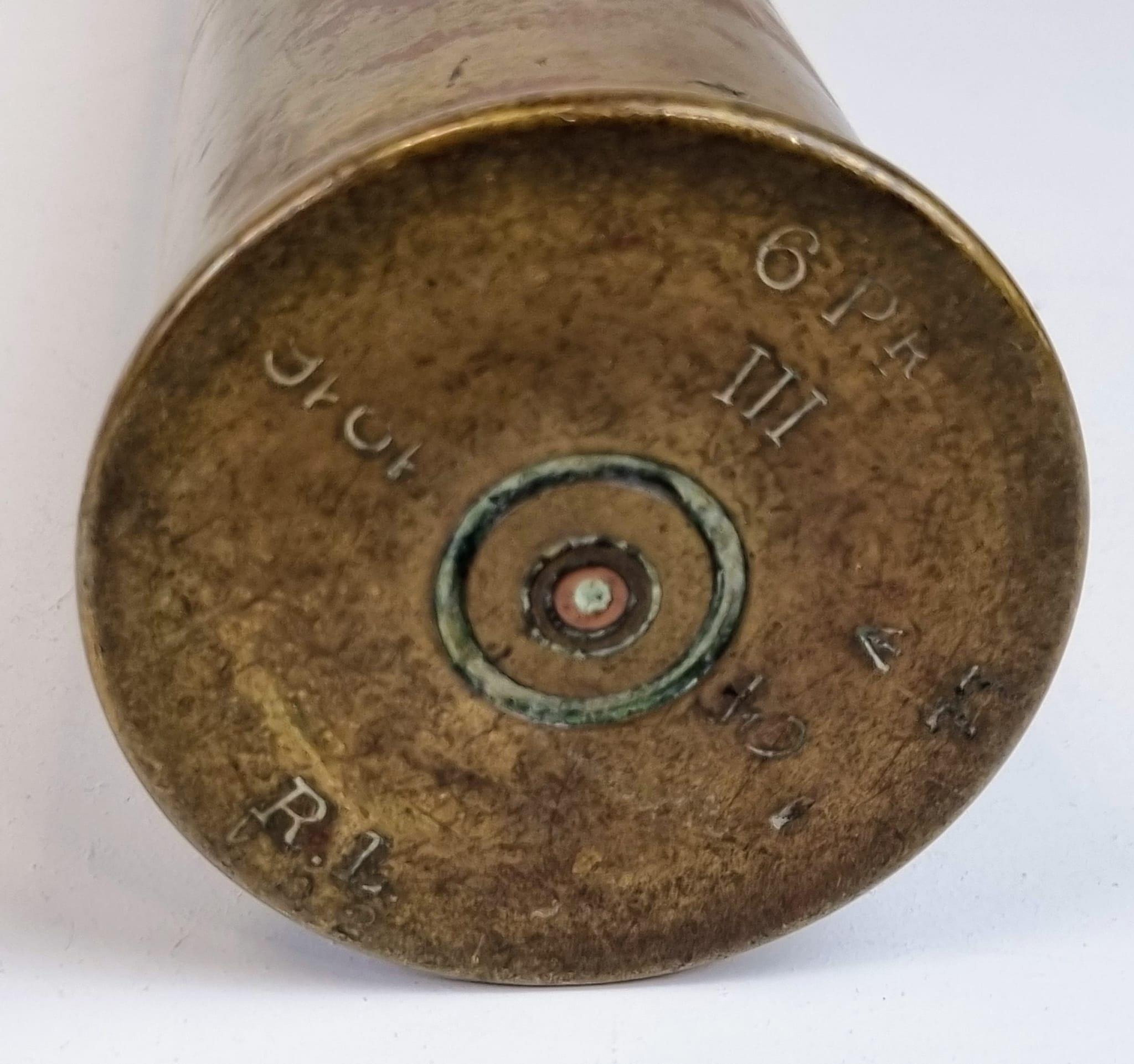 WW1 British MK1 Tank 6 Pounder Shell Case Dated 1916 (Battle of the Somme). - Image 4 of 5
