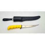 Very Good Condition Japanese Made Fishing Fillet Knife in Nylon Sheath. 26cm Length