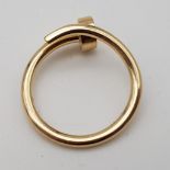 A 9 K yellow gold nail ring. Size: K, weight: 3 g.