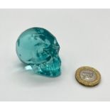 A Blue Smelting Stonel Quartz Crystal Skull Figure. 5 x 4.5cm.