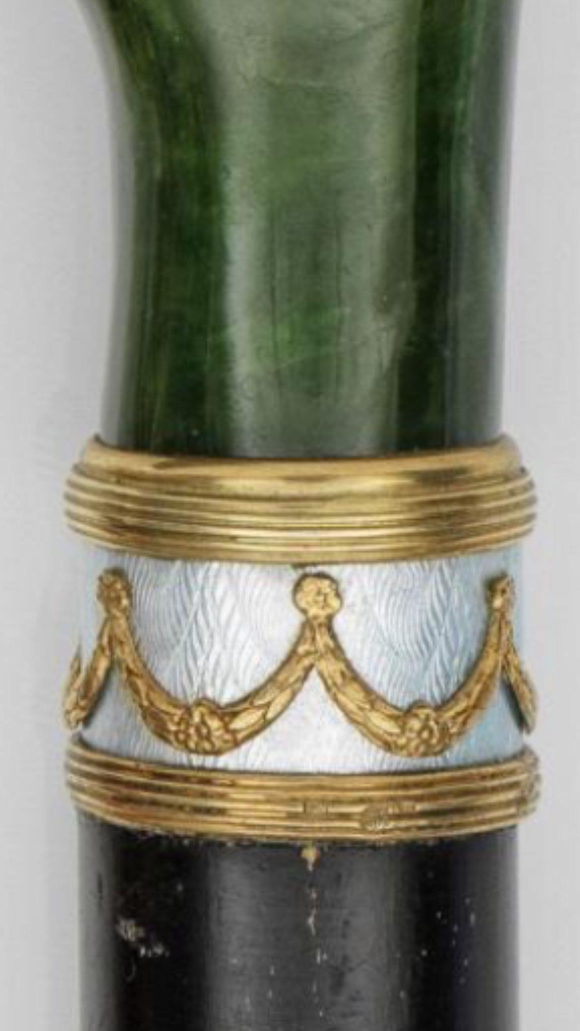 A Russian nephrite jade silver gilt enamel large walking stick Stunning condition and fully - Bild 2 aus 7