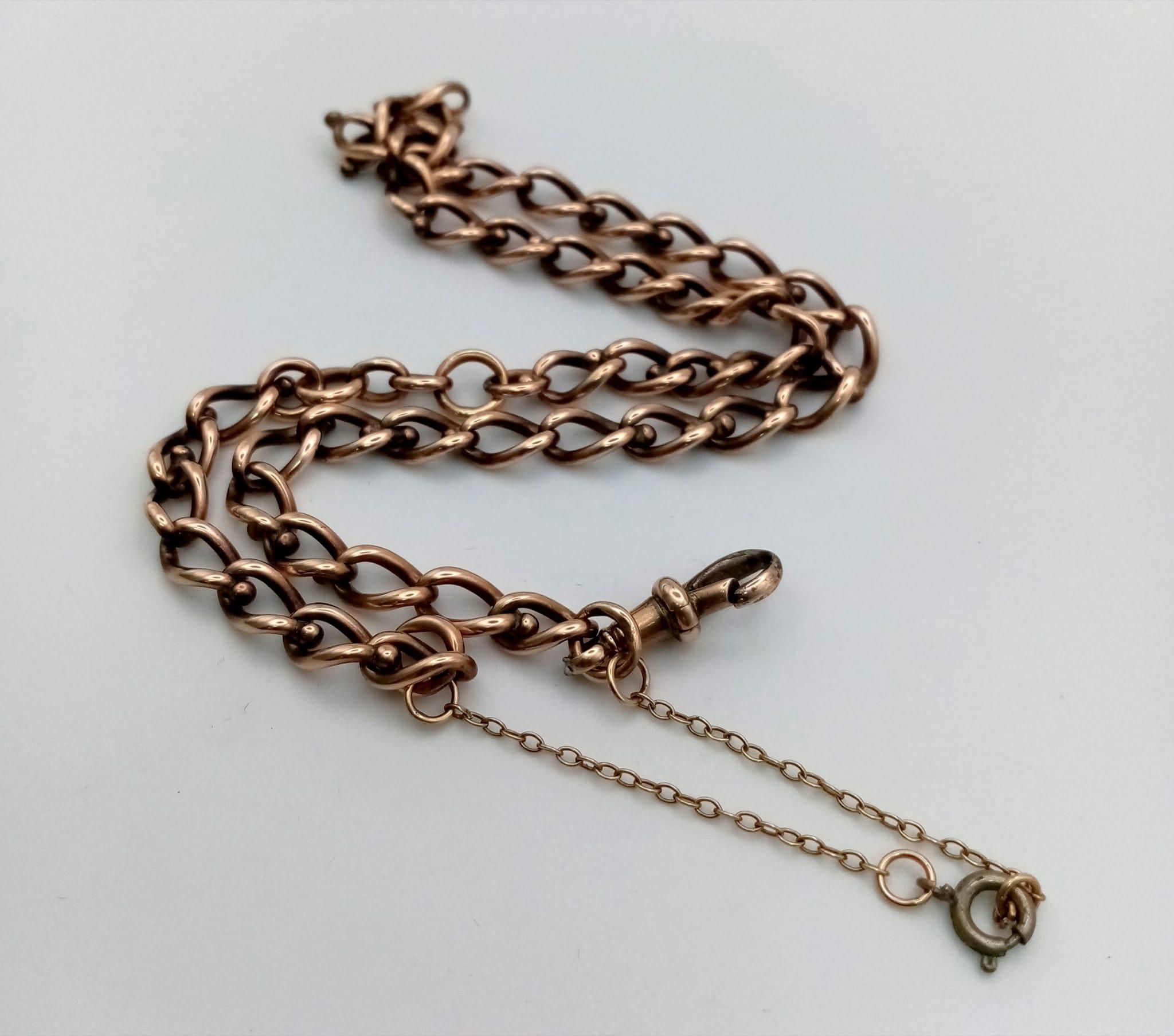 A Vintage 9K Yellow Gold Pocket Watch Chain with Safety Attachment. 44cm. 26.87g - Bild 3 aus 4