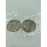2 x World War II SILVER HALF CROWNS 1944 and 1945 in extra fine condition having bold and clear