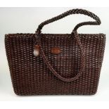A Mulberry Basket Bag. Weaved decoration on outer. Monogram inner with zip pocket. 44 x 30cm. In