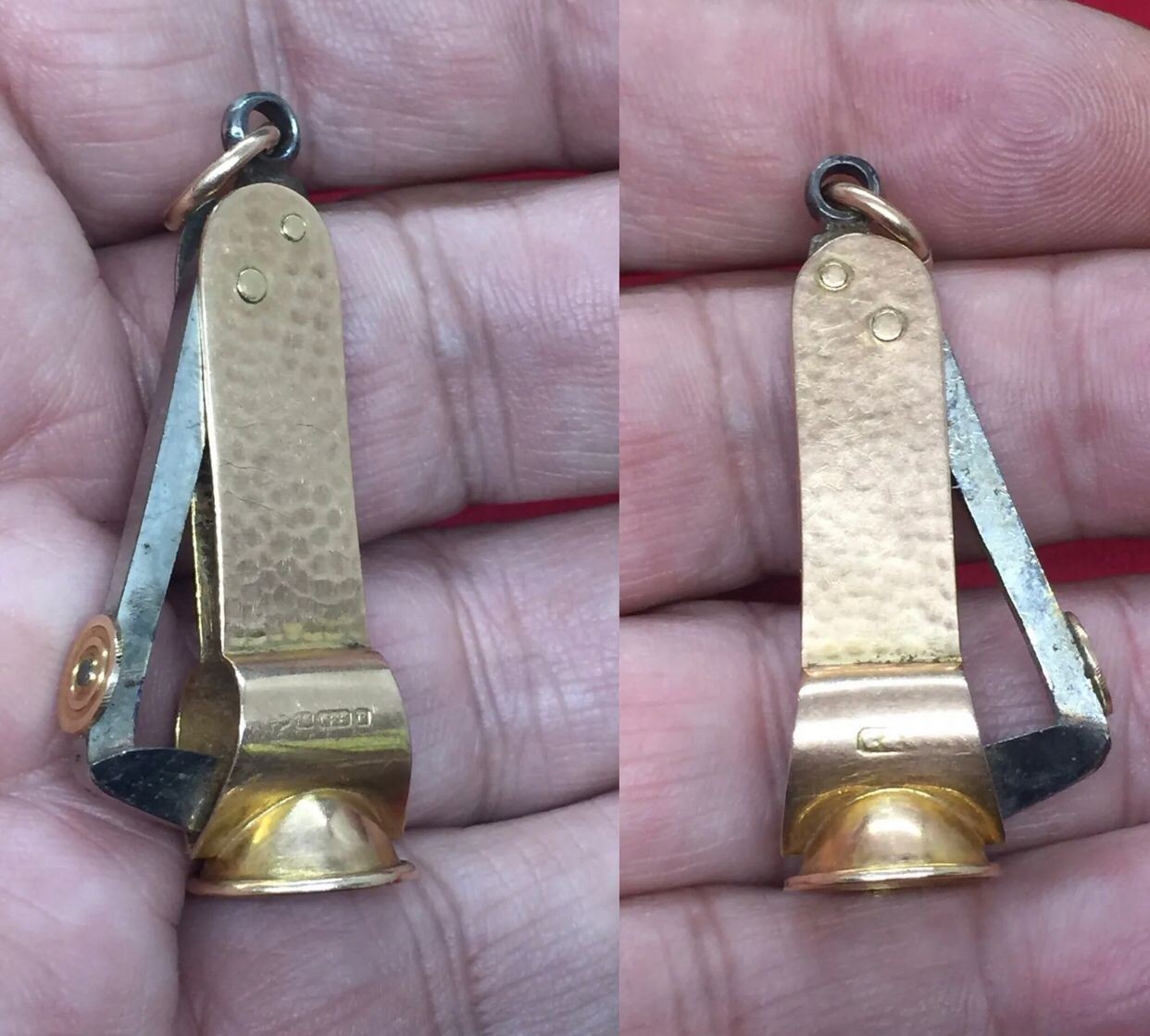 Antique Solid 15ct 15k Yellow Gold Cigar Cutter Birmingham 1941 Marked 15k 625 R and maker marks , - Image 6 of 9