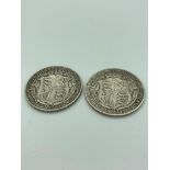 2 x SILVER HALF CROWNS consecutive years 1914 and 1915. Condition 1914 extra fine, 1915 very fine.