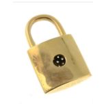 A 18ct gold padlock pendant, with pavé-set diamond heart. Total diamond weight 0.18ct, marked to