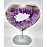 A never seen before, truly magnificent AMETHYST specimen. Heart shaped, geode slice from Ametista do