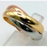 Cartier trilogy wedding band ring. This is a classic Cartier trilogy 18 carat gold wedding band.