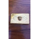 A large unusual 18k solid gold diamond bulldog snuff/pill box SIZE LENGTH. :: 7.2 cm WIDTH :::: 4.2
